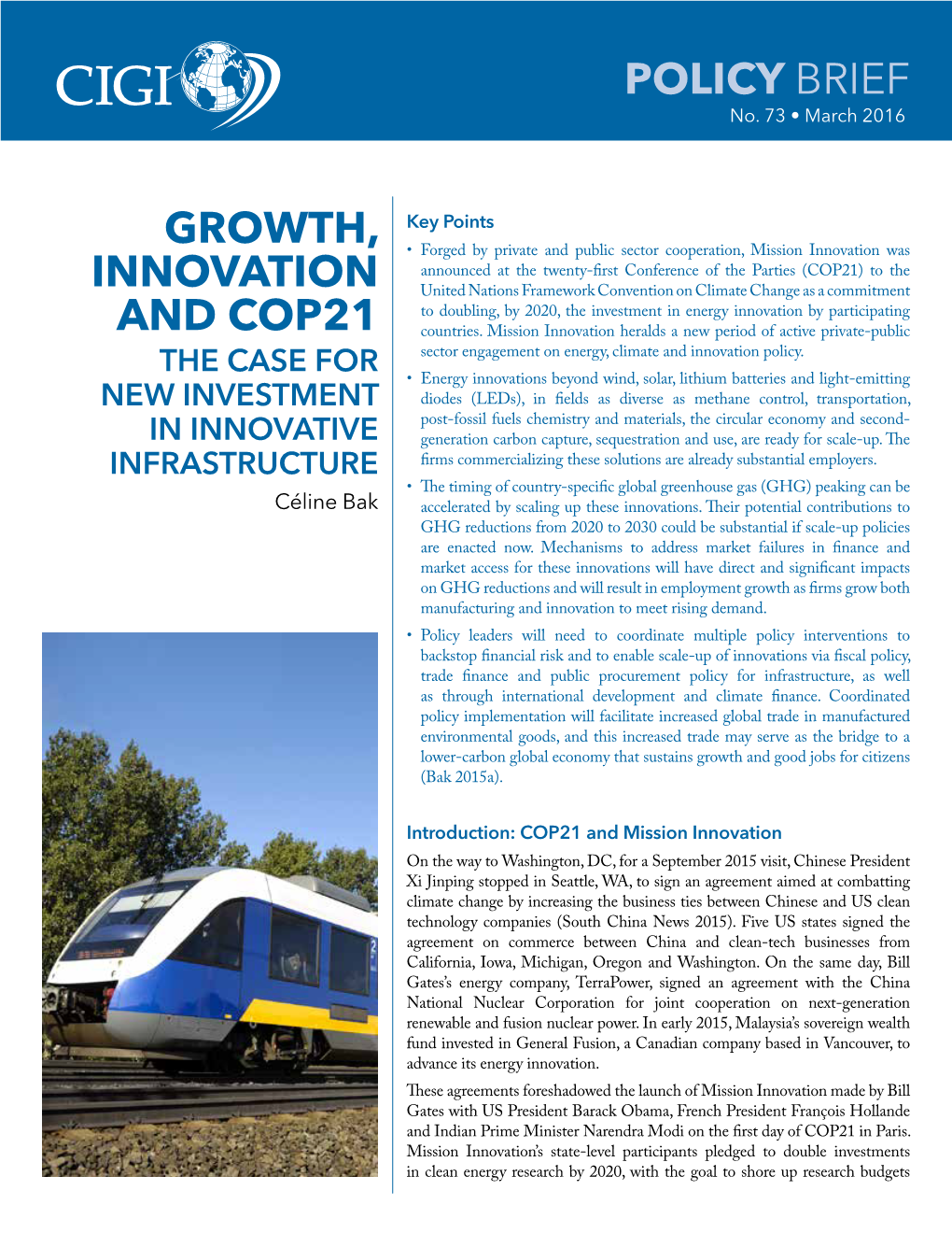 Growth, Innovation and Cop21 Policy Brief