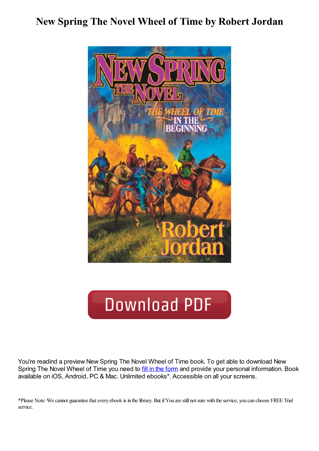 New Spring the Novel Wheel of Time by Robert Jordan