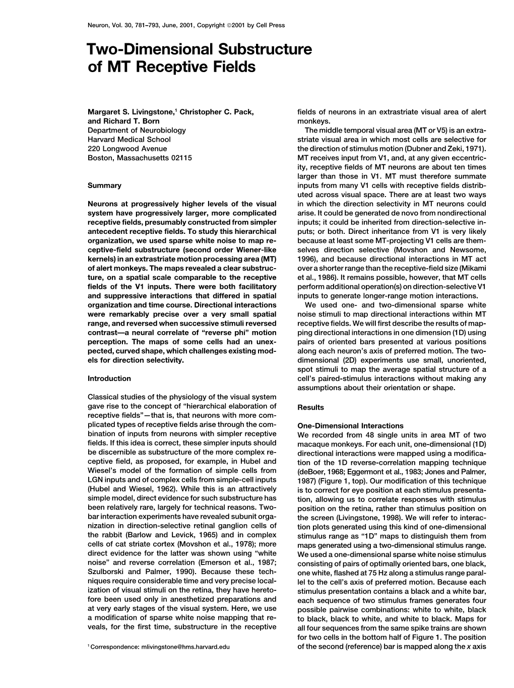 Two-Dimensional Substructure of MT Receptive Fields