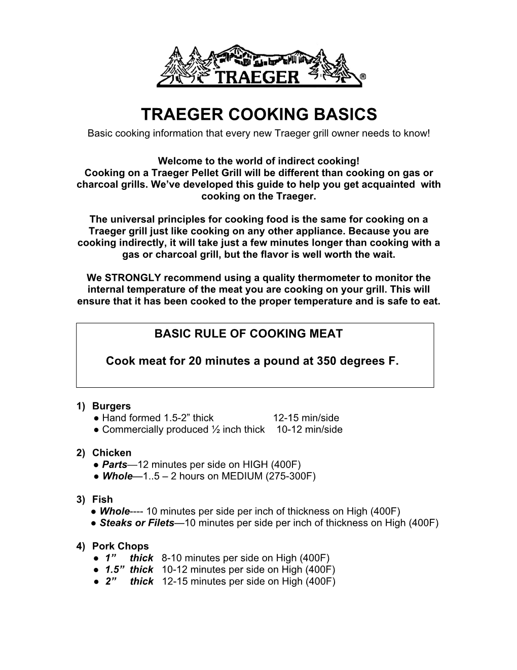 TRAEGER COOKING BASICS Basic Cooking Information That Every New Traeger Grill Owner Needs to Know!