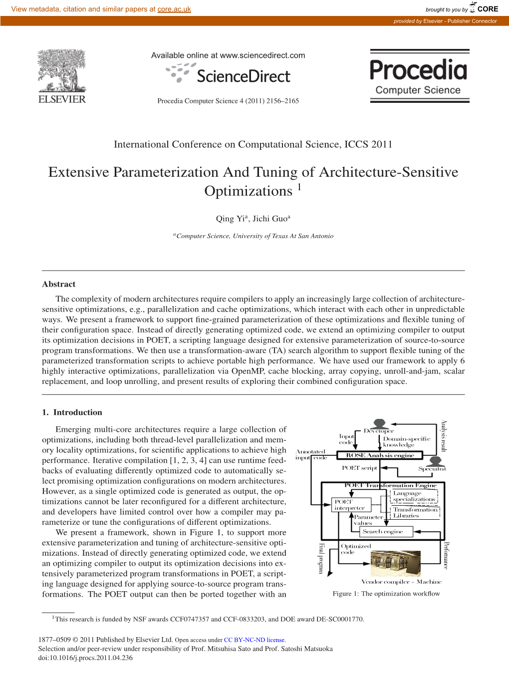 Extensive Parameterization and Tuning of Architecture-Sensitive Optimizations 1