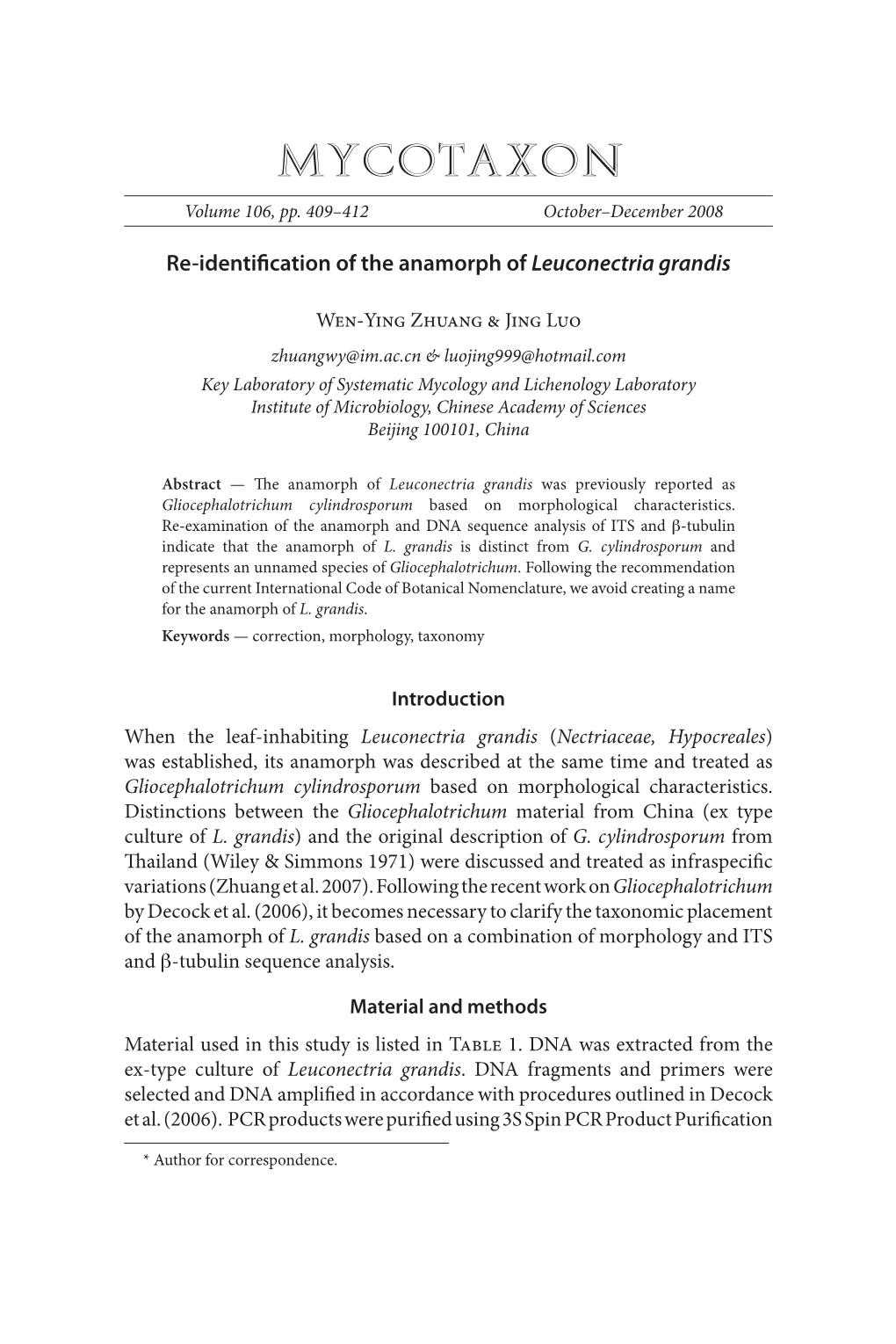 MYCOTAXON Volume 106, Pp