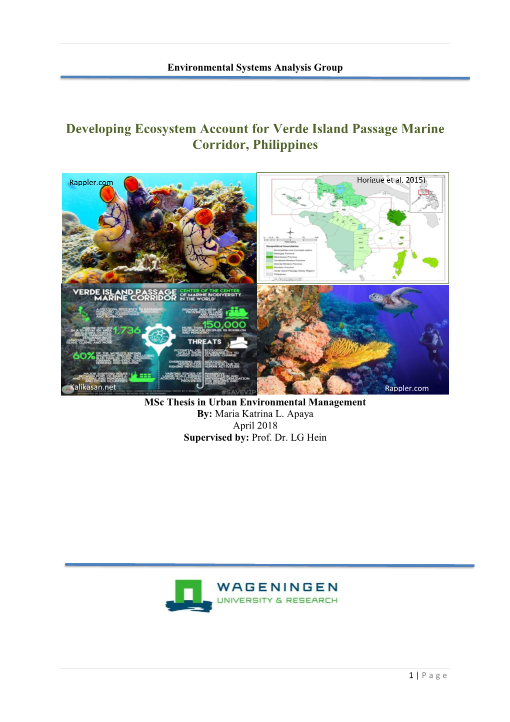 Developing Ecosystem Account for Verde Island Passage Marine Corridor, Philippines