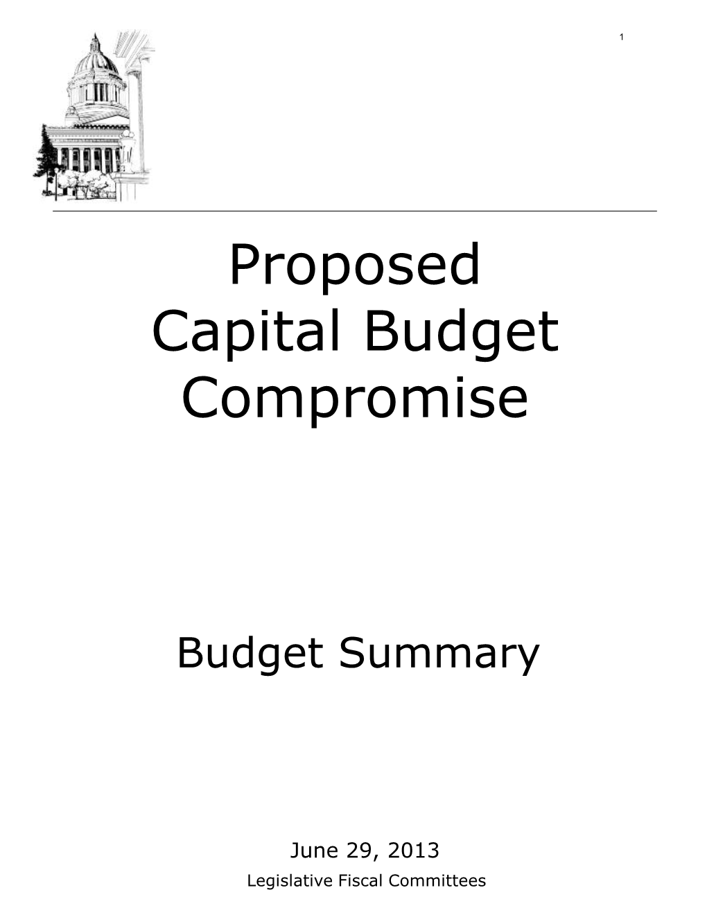 Proposed Capital Budget Compromise