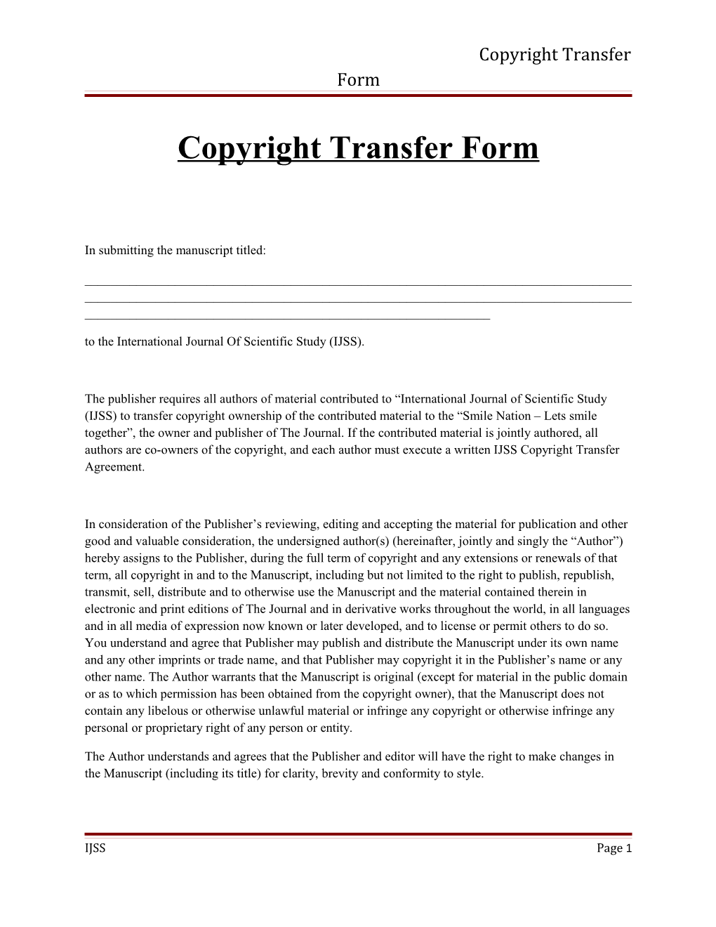 Copyright Transfer Form