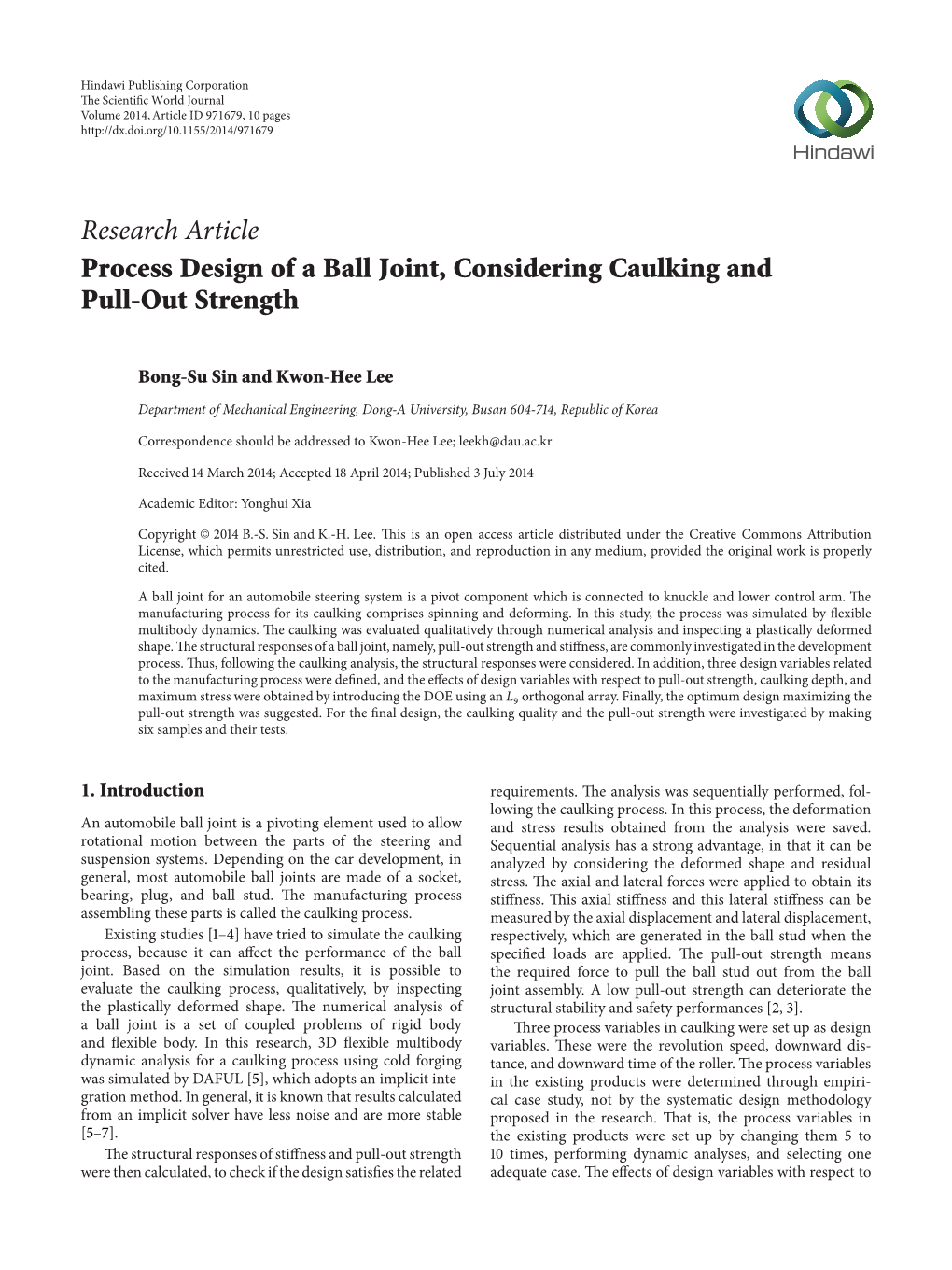 Process Design of a Ball Joint, Considering Caulking and Pull-Out Strength