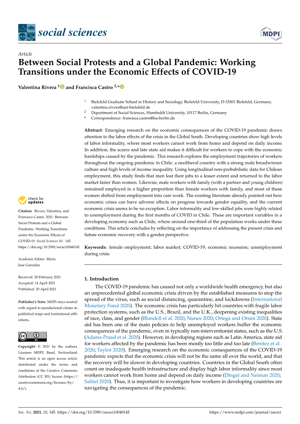 Working Transitions Under the Economic Effects of COVID-19