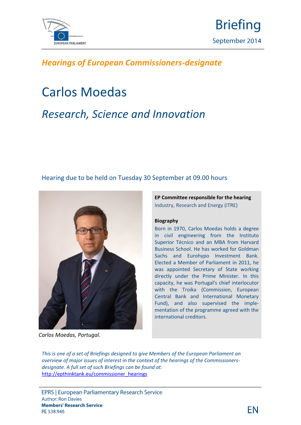 Carlos Moedas Research, Science and Innovation