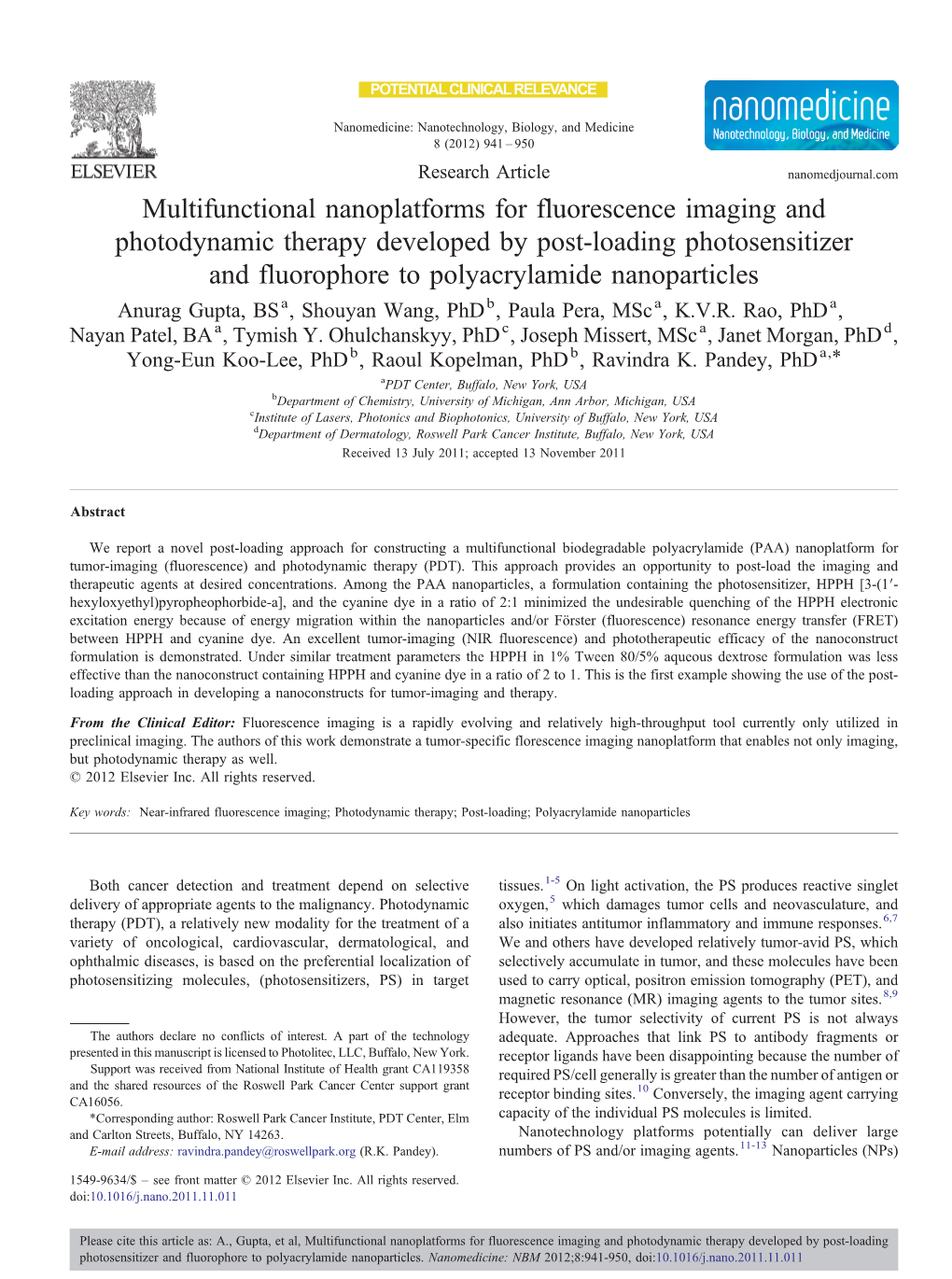 Multifunctional Nanoplatforms for Fluorescence Imaging And