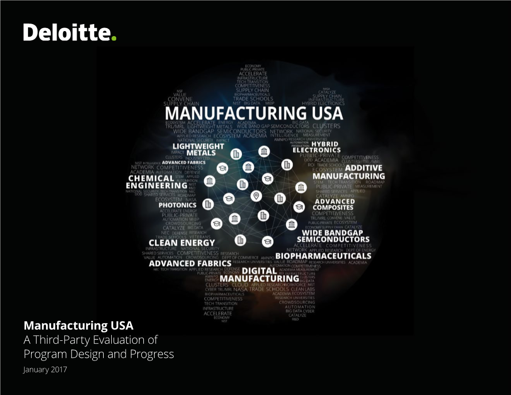 Manufacturing USA a Third-Party Evaluation of Program Design and Progress January 2017