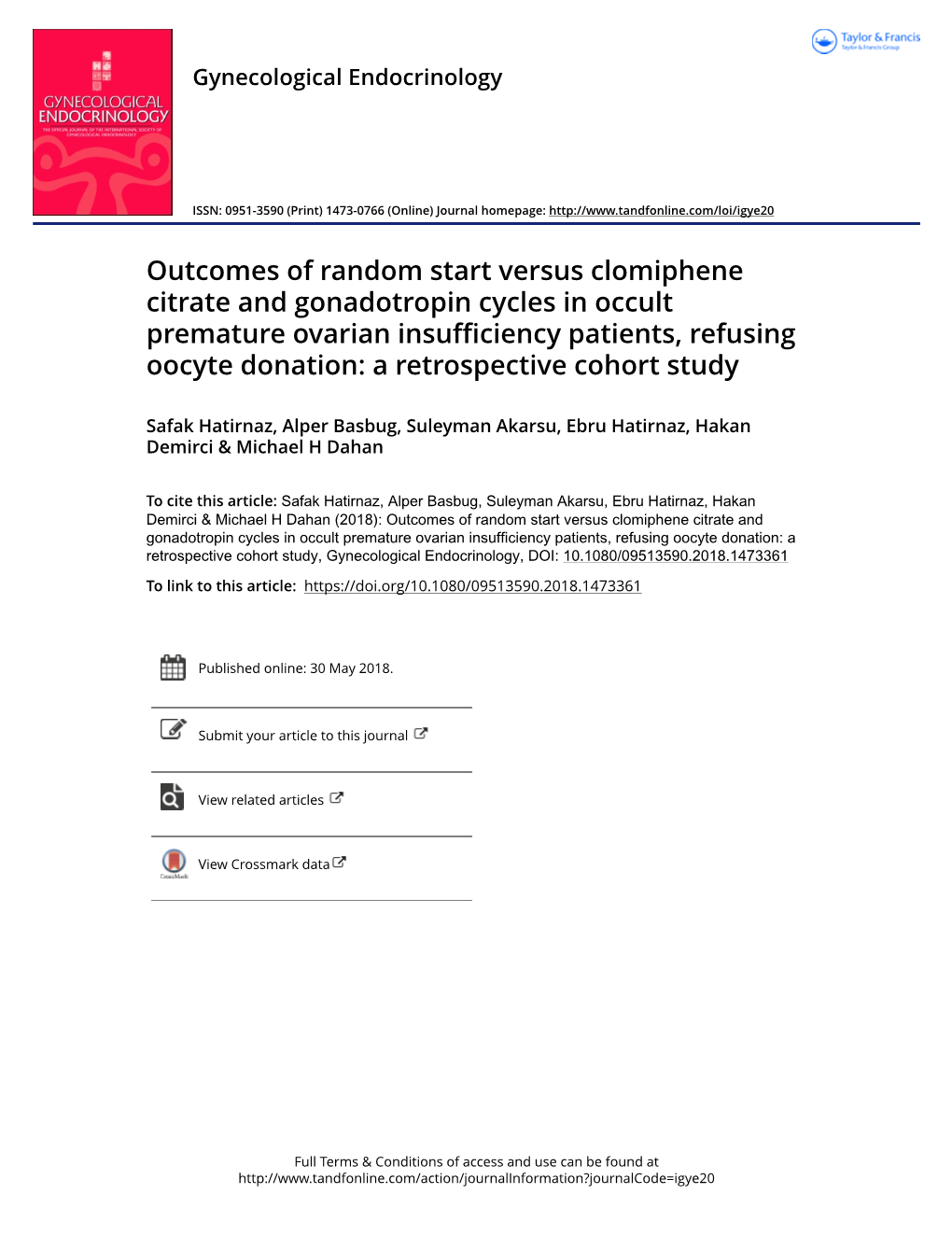 Outcomes of Random Start Versus Clomiphene Citrate And