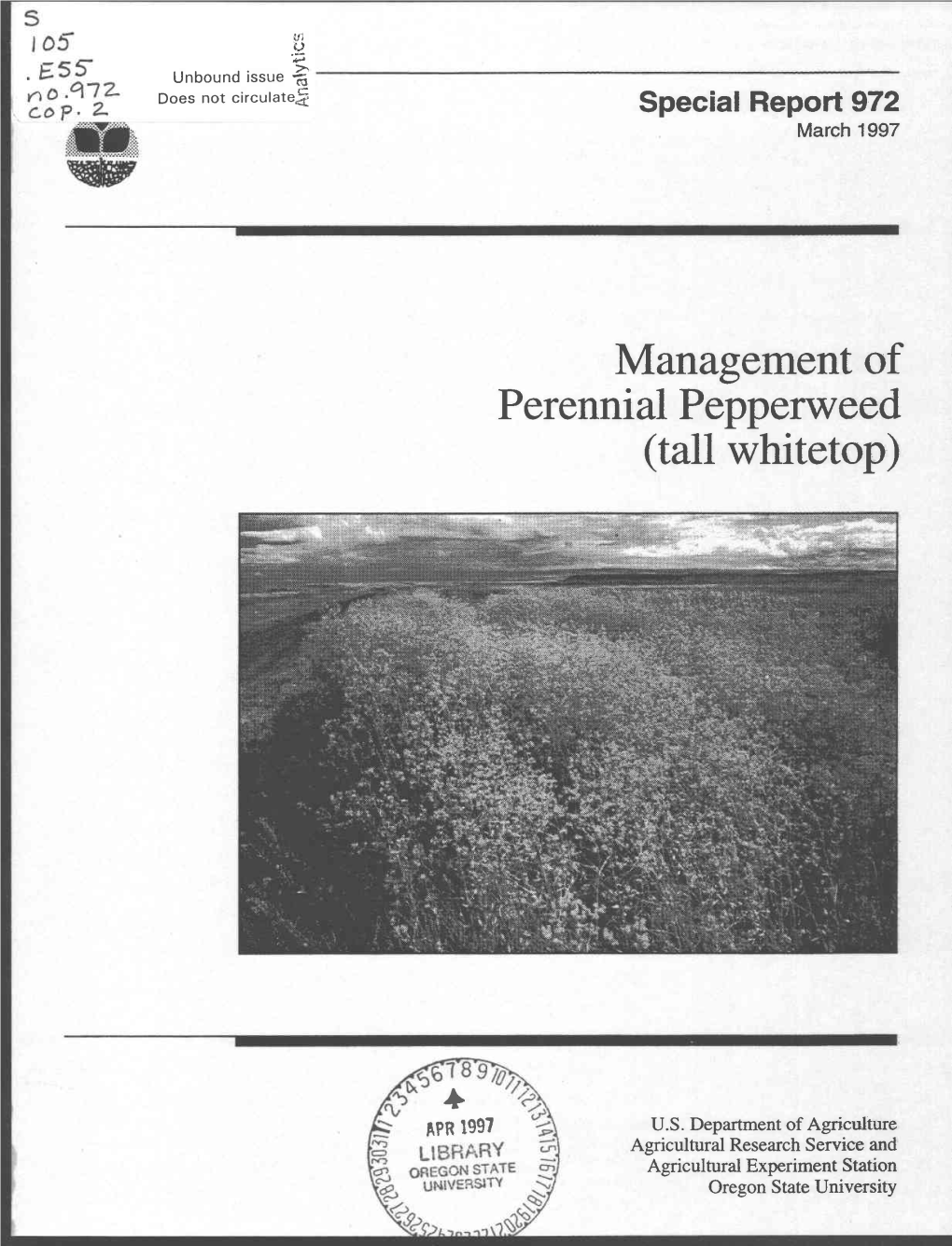 Management of Perennial Pepperweed (Tall Whitetop)