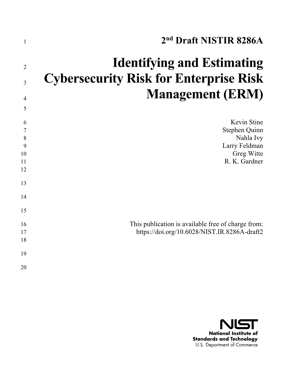 2Nd Draft NISTIR 8286A Identifying and Estimating Cybersecurity Risk