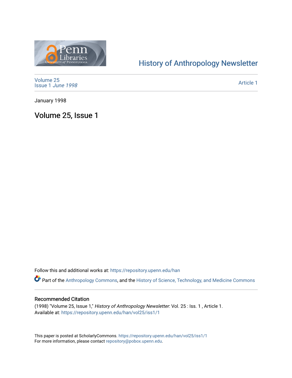 History of Anthropology Newsletter