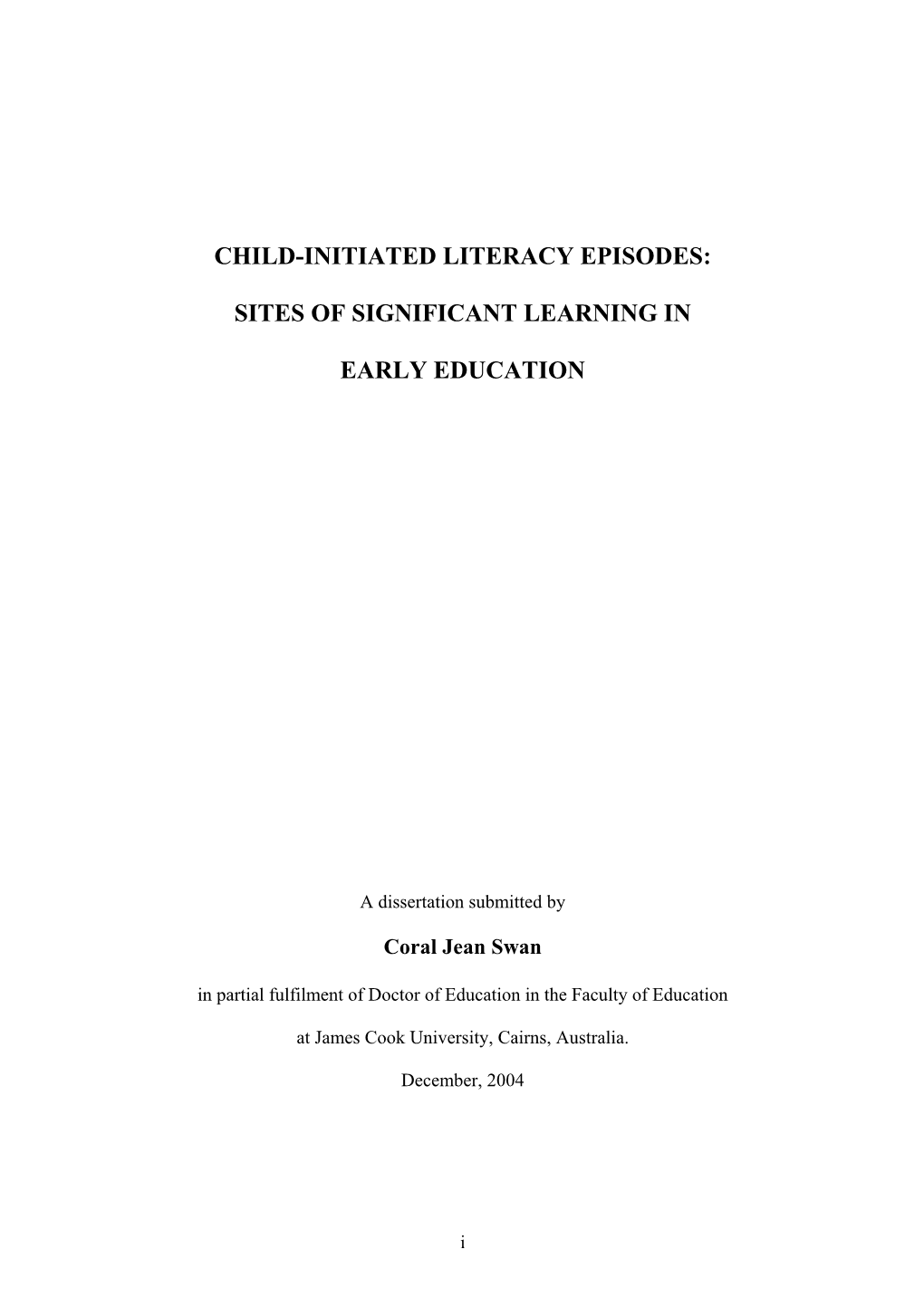 Child-Initiated Literacy Episodes