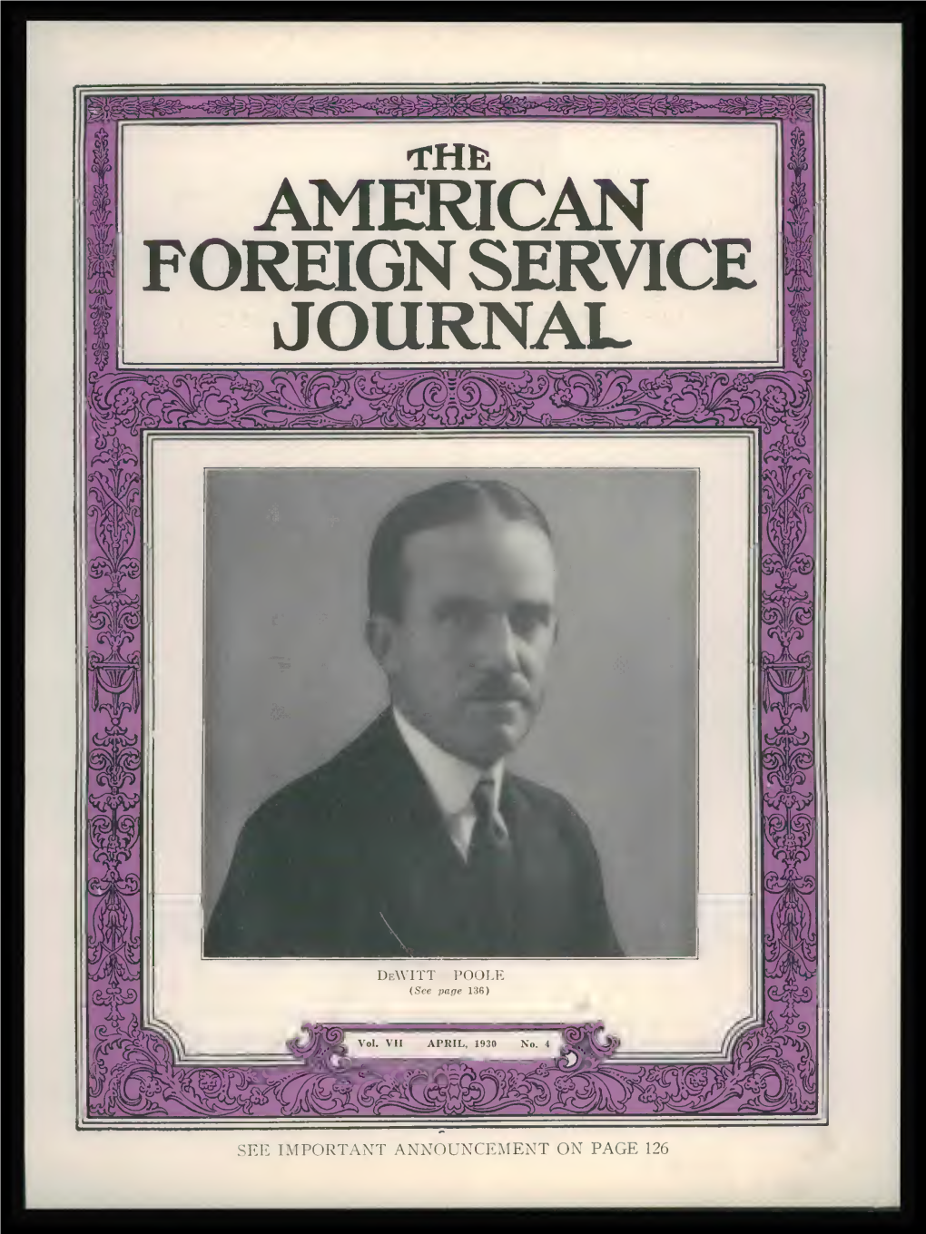 The Foreign Service Journal, April 1930