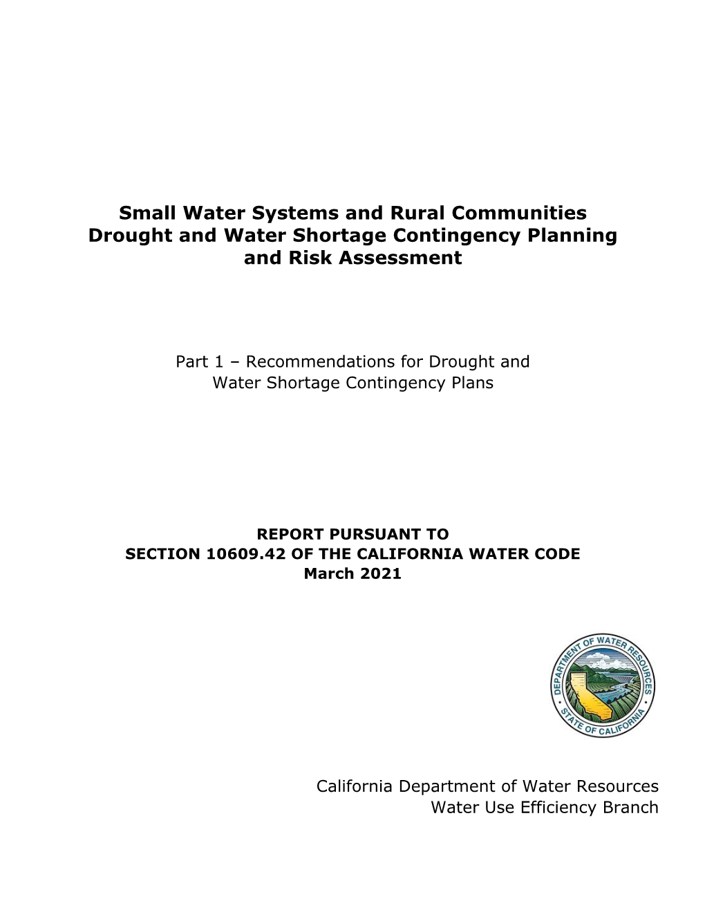 Recommendations for Drought and Water Shortage Contingency Plans