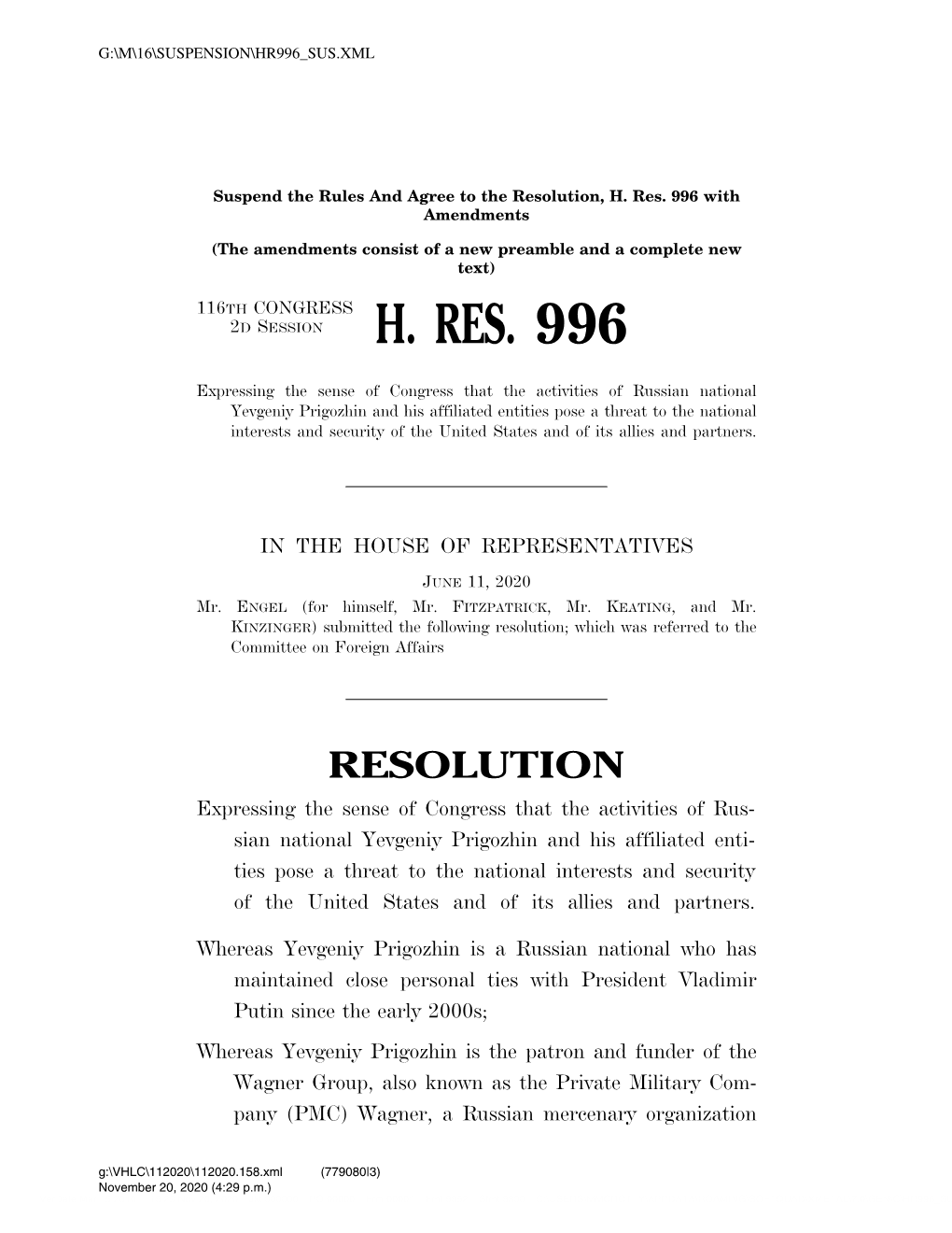 H. Res. 996 with Amendments