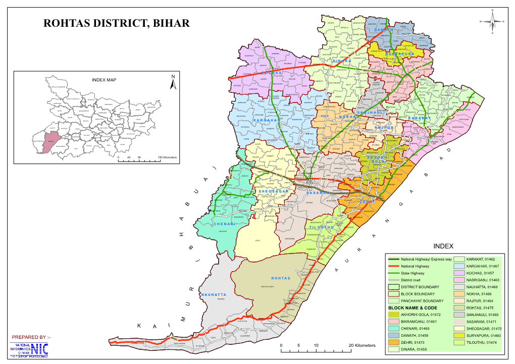 ROHTAS DISTRICT, BIHAR BISIKALA D a W a T H BHARA SARA Koath (NP) BABHNAUL BHUI SAHI NAUN GIDHA USARI