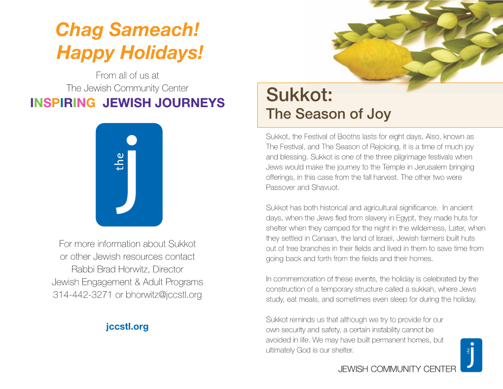 Sukkot: the Season of Joy