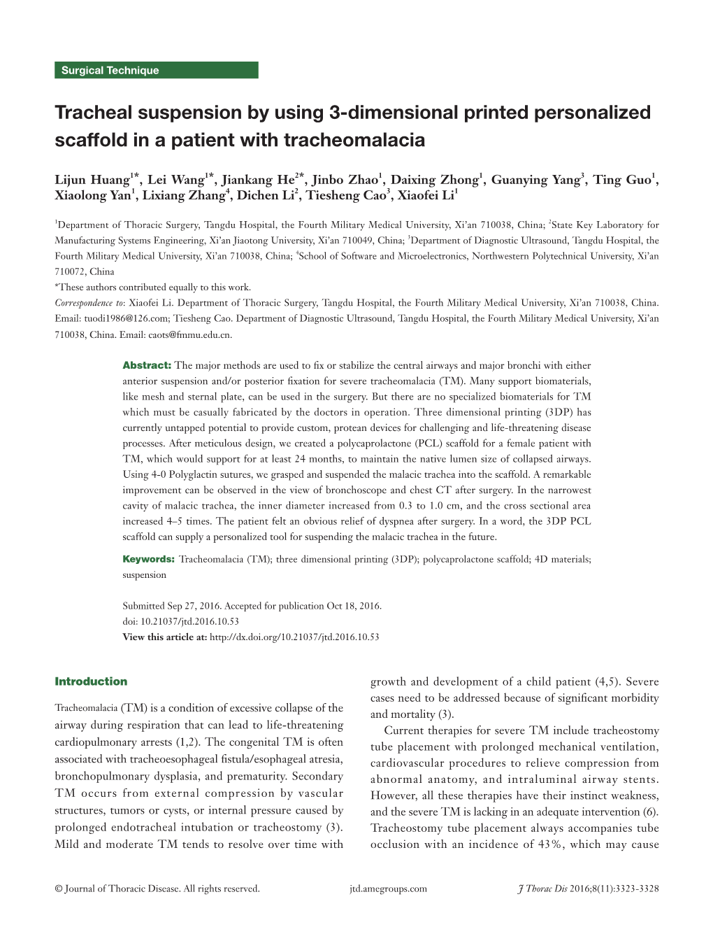 Tracheal Suspension by Using 3-Dimensional Printed Personalized Scaffold in a Patient with Tracheomalacia