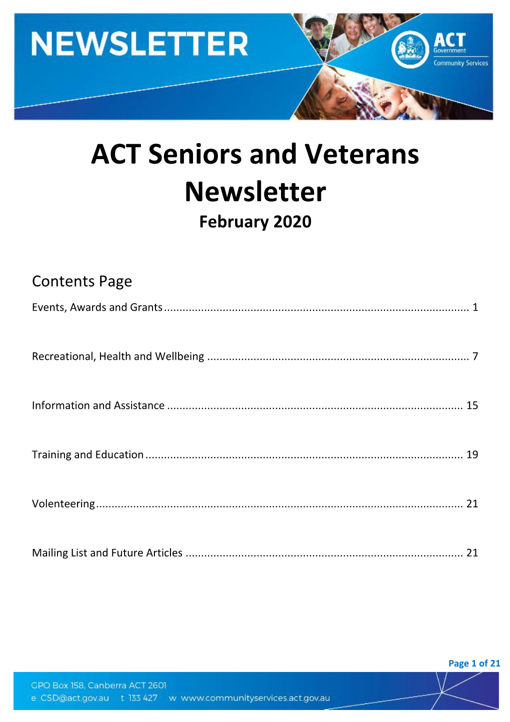 Community Services Newsletter