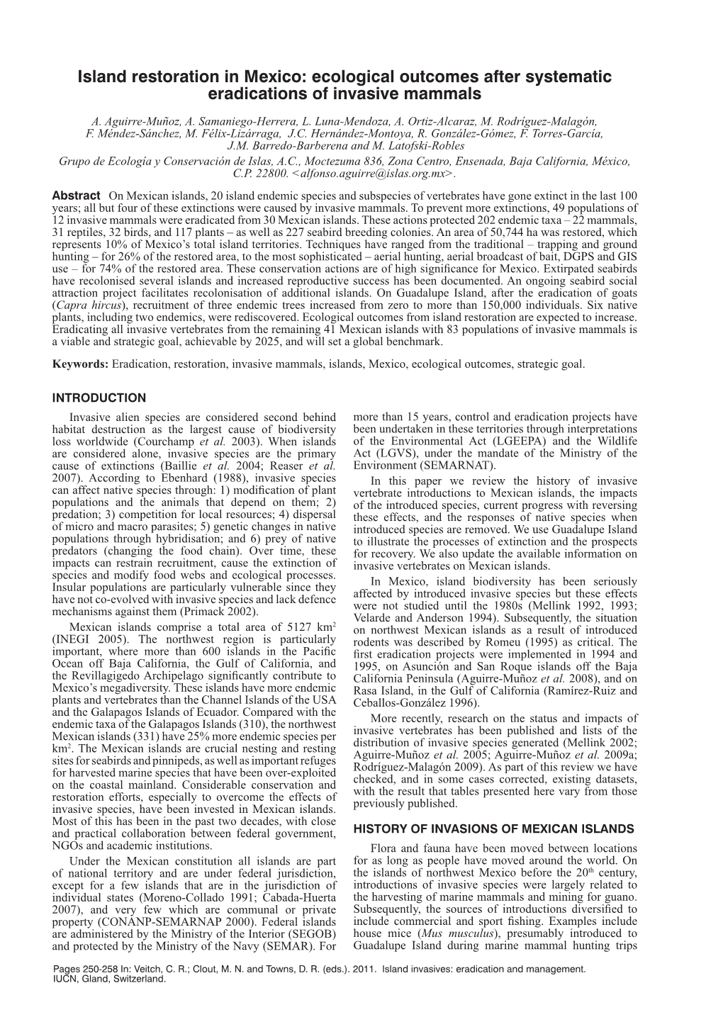 Island Restoration in Mexico: Ecological Outcomes After Systematic Eradications of Invasive Mammals