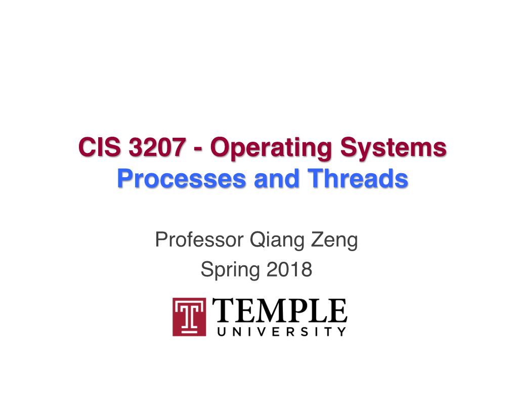 Operating Systems Processes and Threads