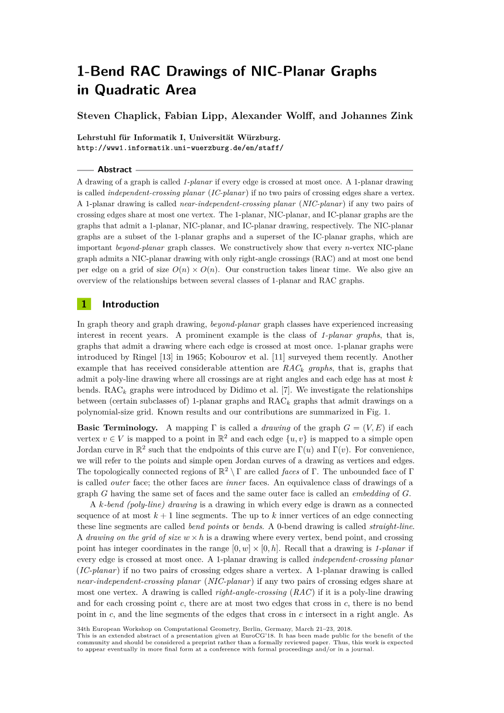 1-Bend RAC Drawings of NIC-Planar Graphs in Quadratic Area