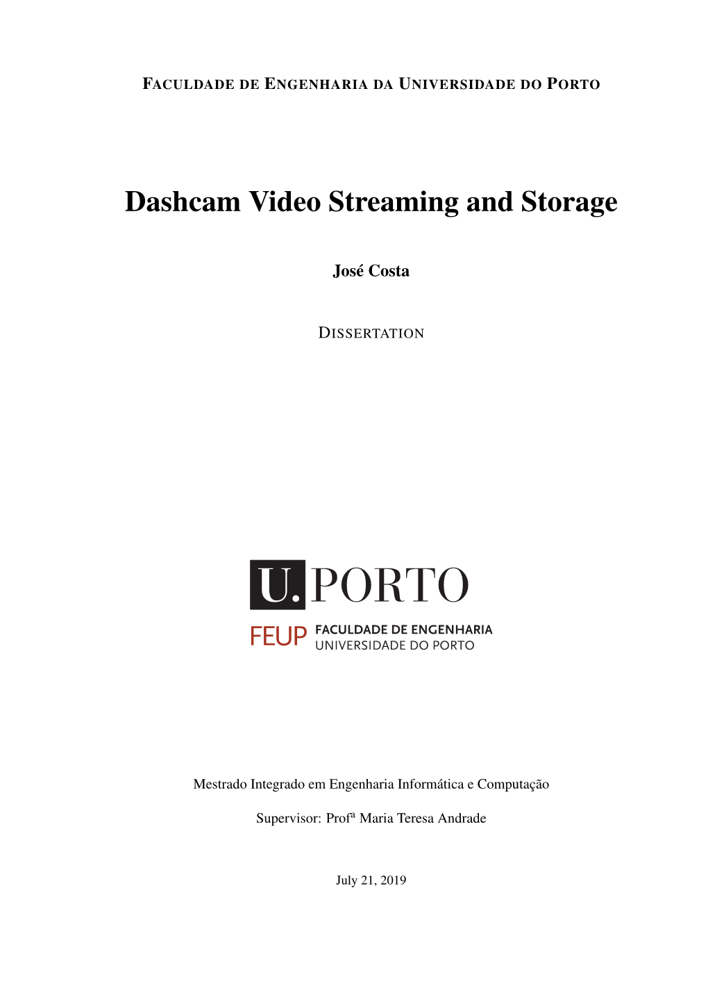 Dashcam Video Streaming and Storage