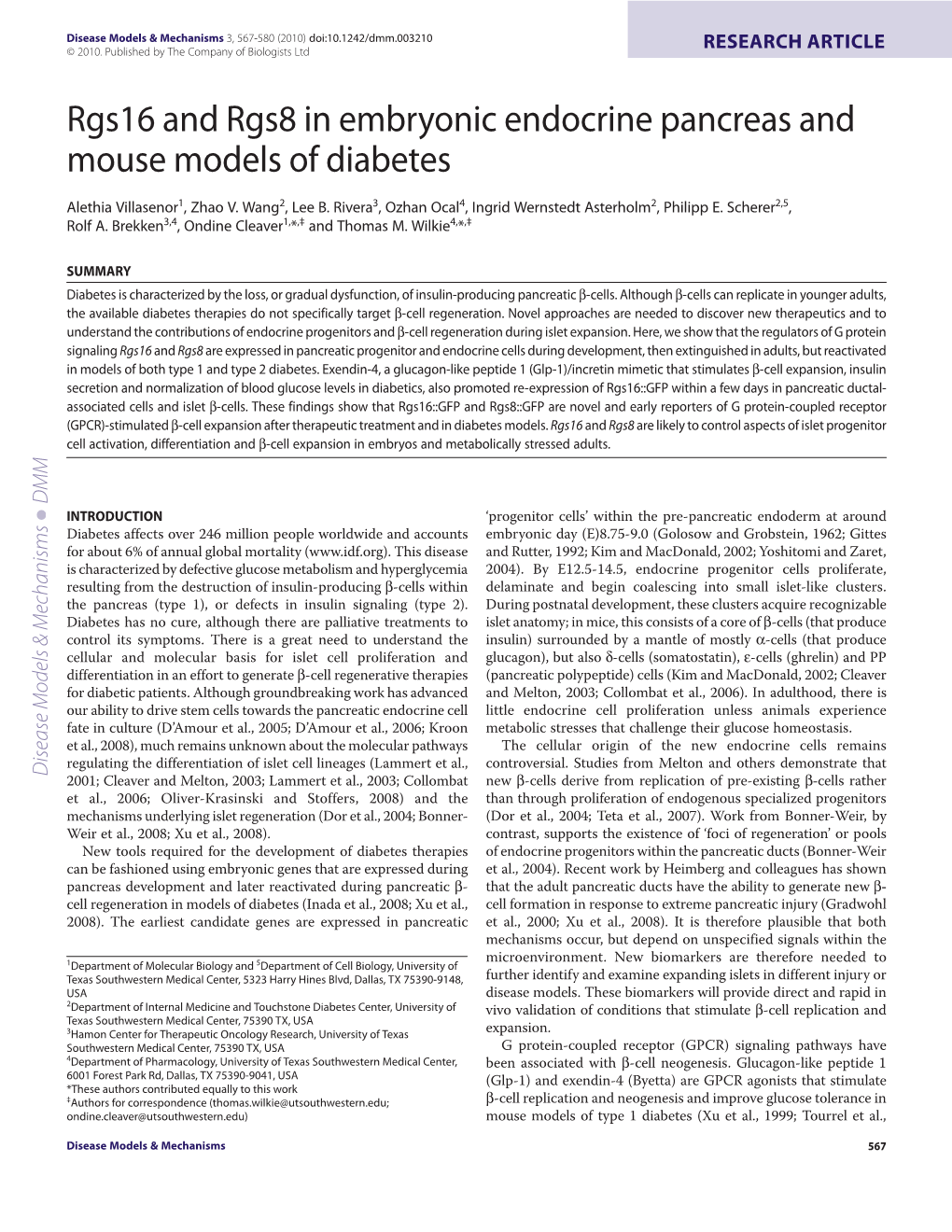 Rgs16 and Rgs8 in Embryonic Endocrine Pancreas and Mouse Models of Diabetes