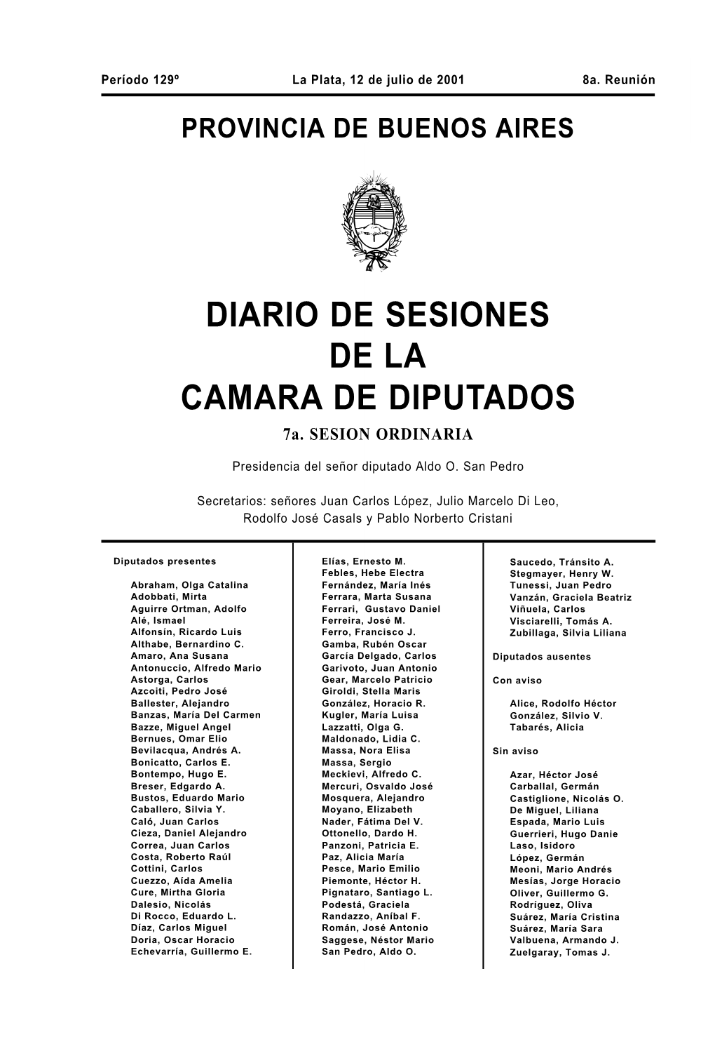 DIARIO DE SESIONES DE LA CAMARA DE DIPUTADOS 7A