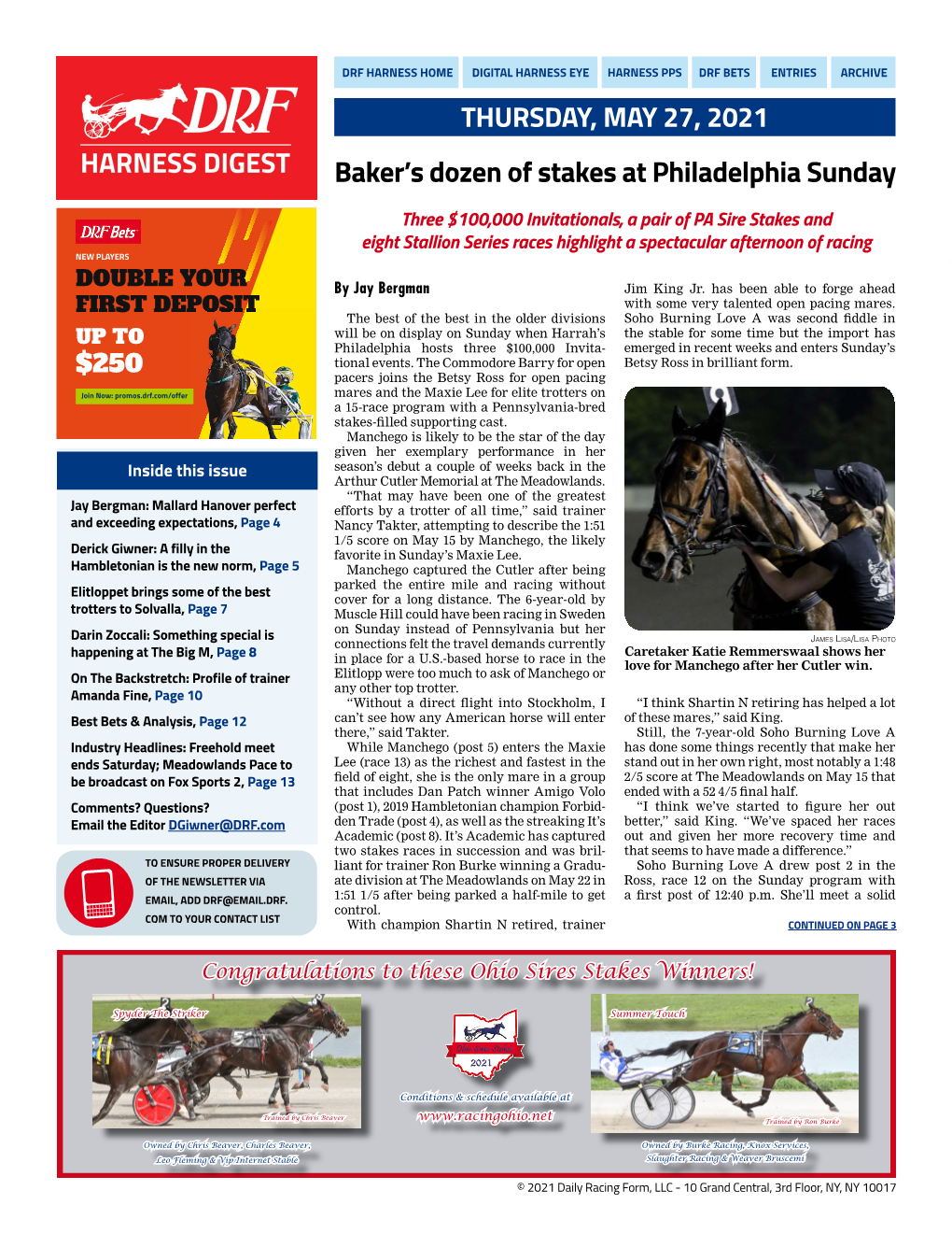 Baker's Dozen of Stakes at Philadelphia Sunday THURSDAY