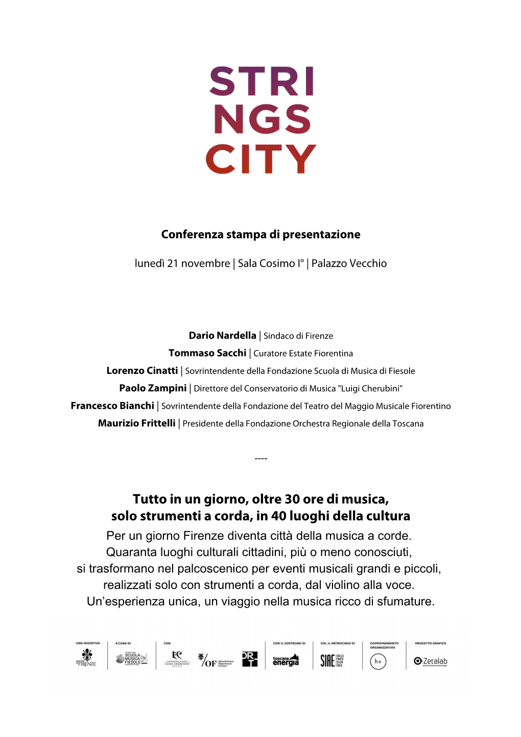 Comunicato Stampa STRINGS CITY