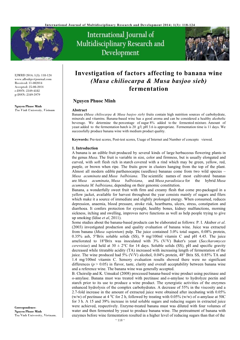 Investigation of Factors Affecting to Banana Wine (Musa Chiliocarpa