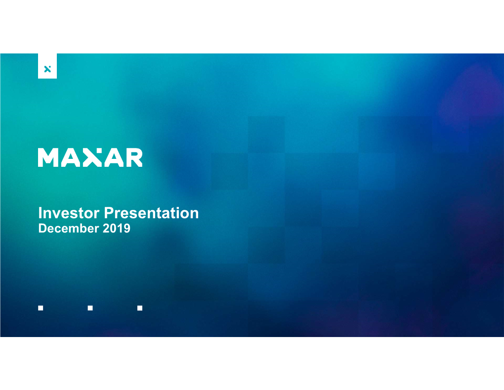 Investor Presentation December 2019 Disclaimer