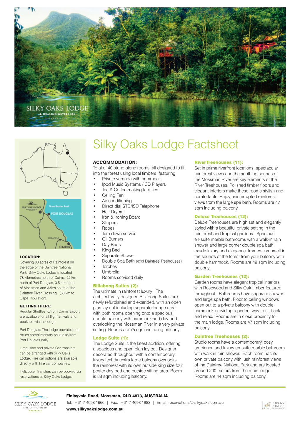 Silky Oaks Lodge Factsheet