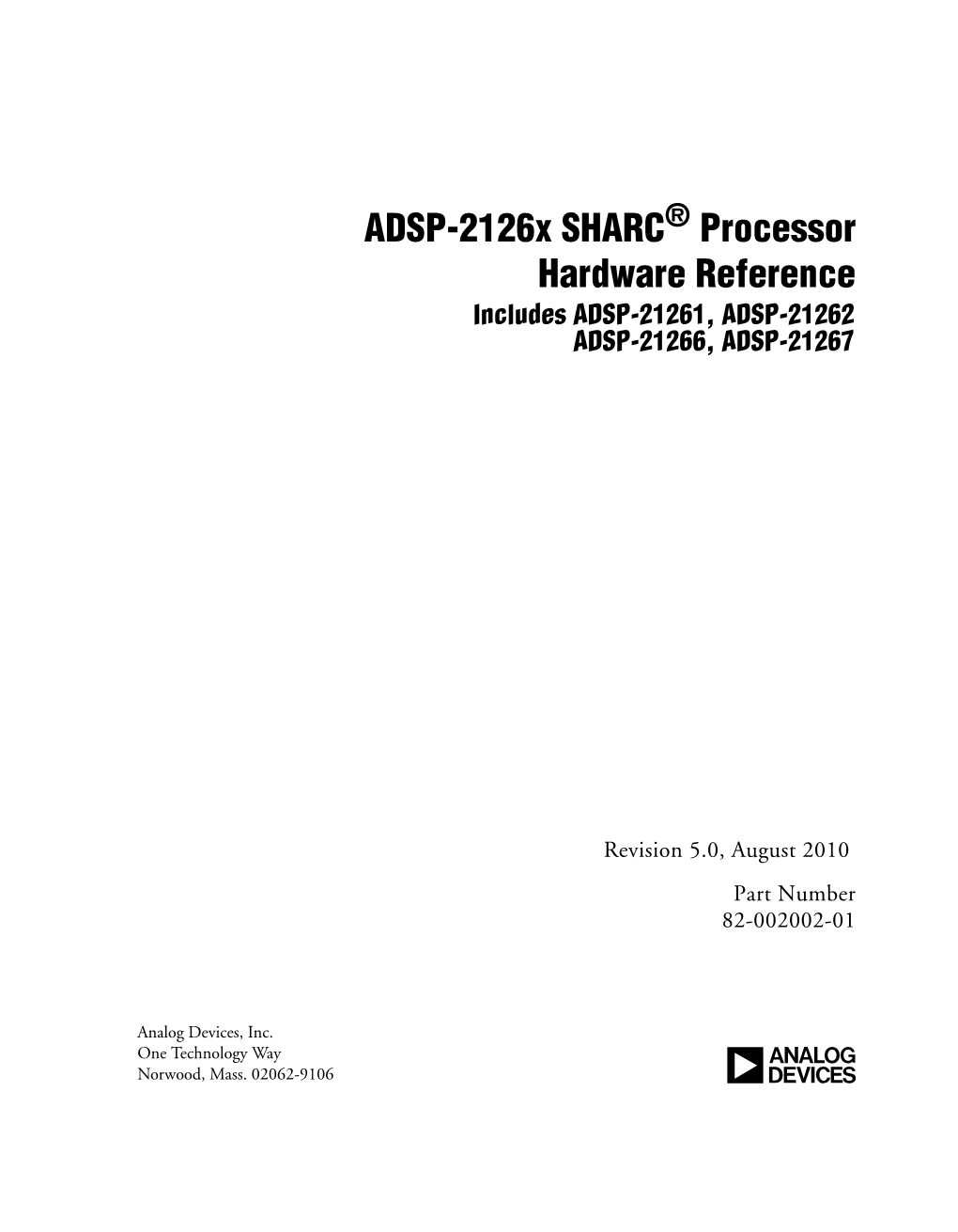 ADSP-2126X SHARC Processor Hardware Reference, Revision