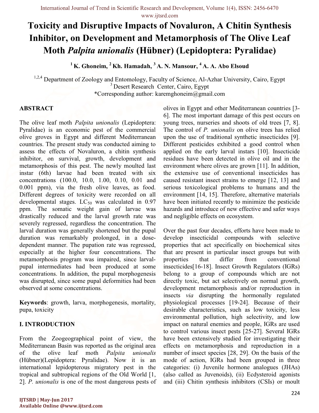 Toxicity and Disruptive Impacts of Novaluron, a Chitin Synthesis