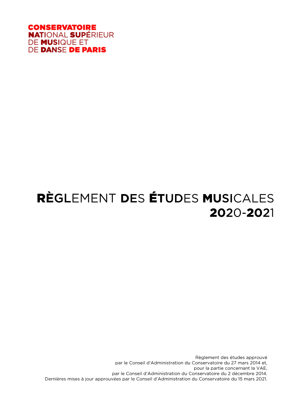 Règlement Des Études Musicales