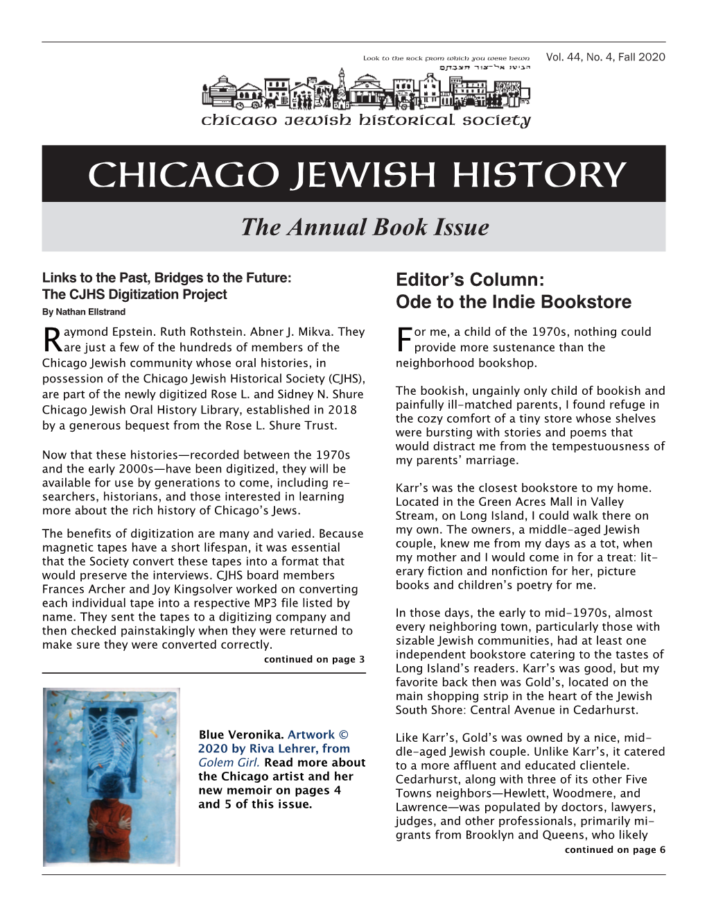 CHICAGO JEWISH HISTORY the Annual Book Issue
