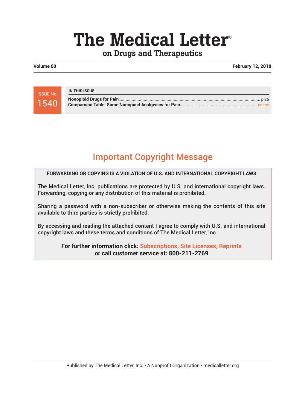 The Medical Letter® on Drugs and Therapeutics