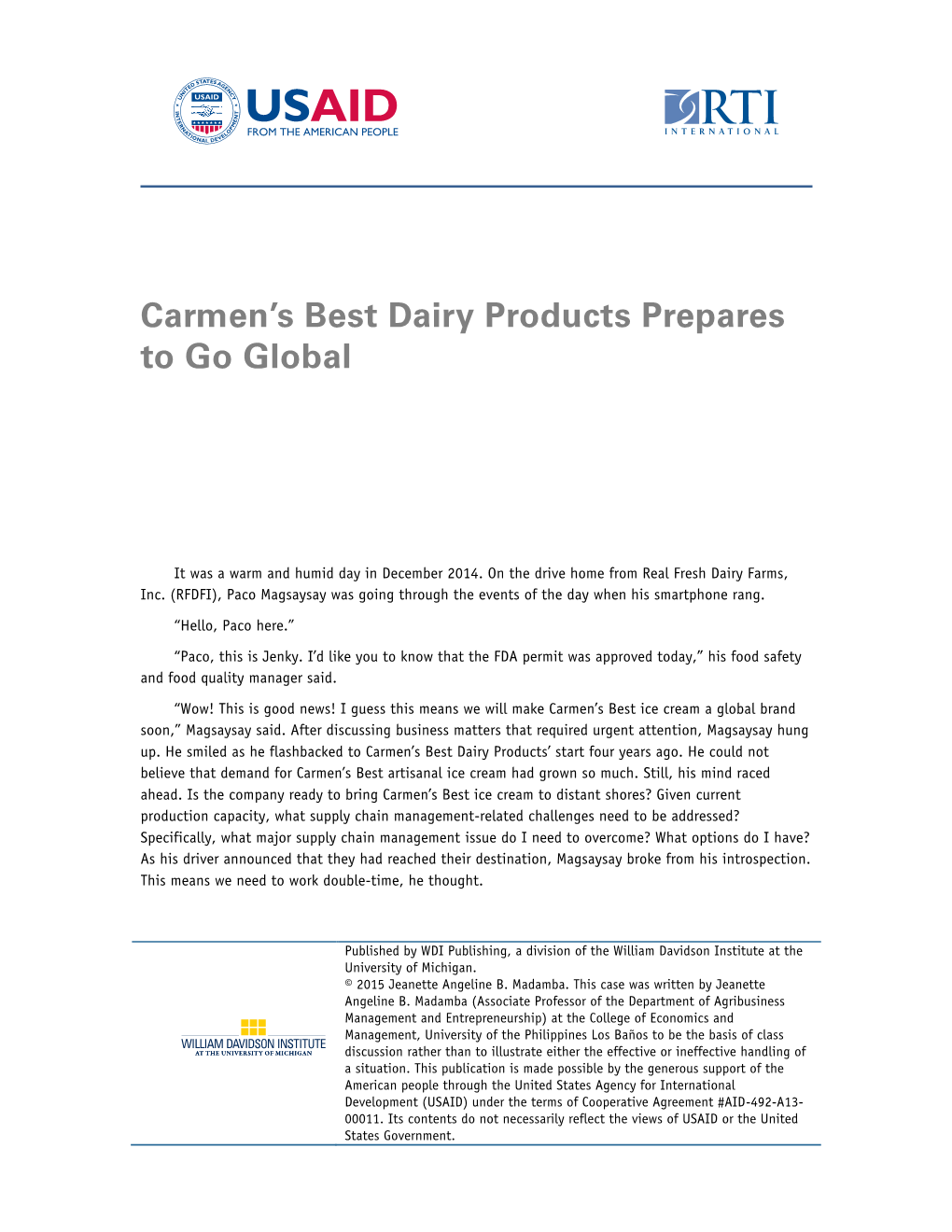 Carmen's Best Dairy Products Prepares to Go Global