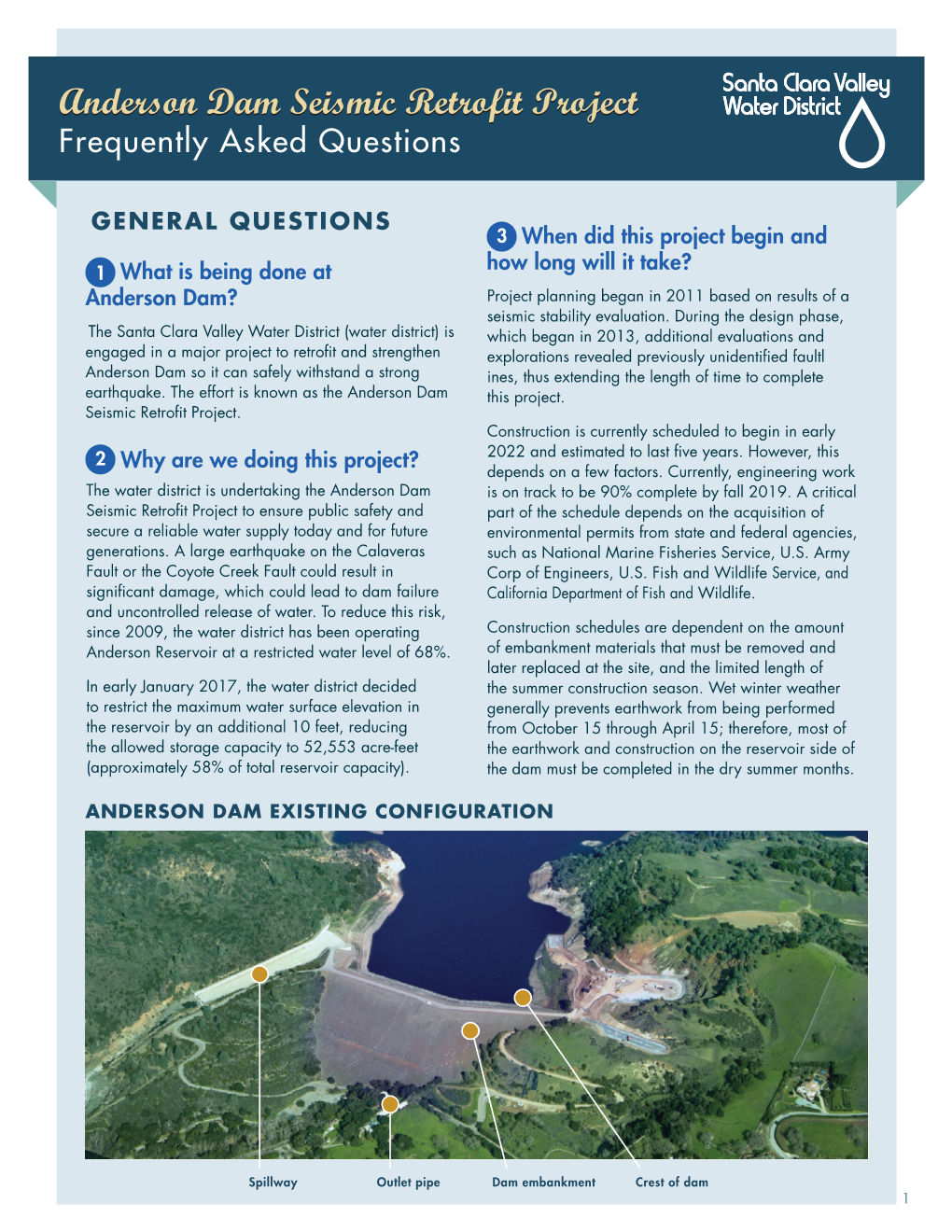 Anderson Dam Seismic Retrofit Project Frequently Asked Questions