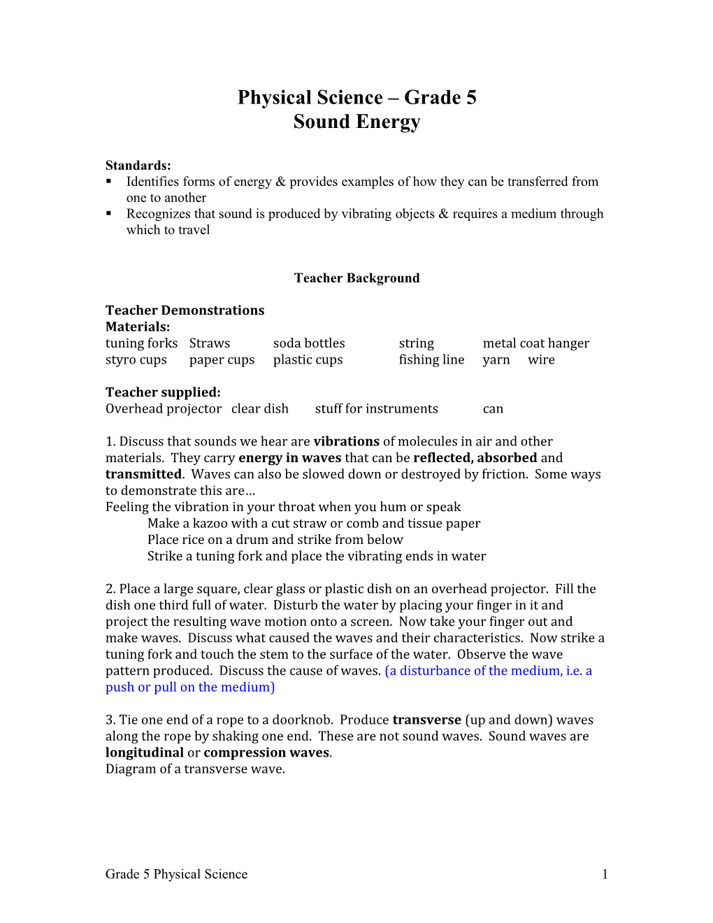 Physical Science Grade 5