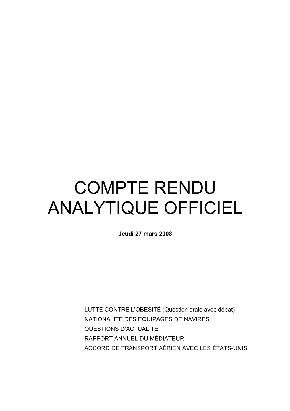 Compte Rendu Analytique Officiel