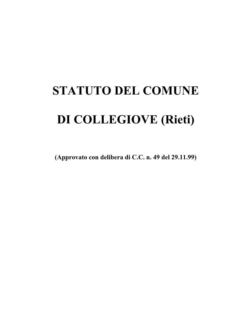 STATUTO DEL COMUNE DI COLLEGIOVE (Rieti)