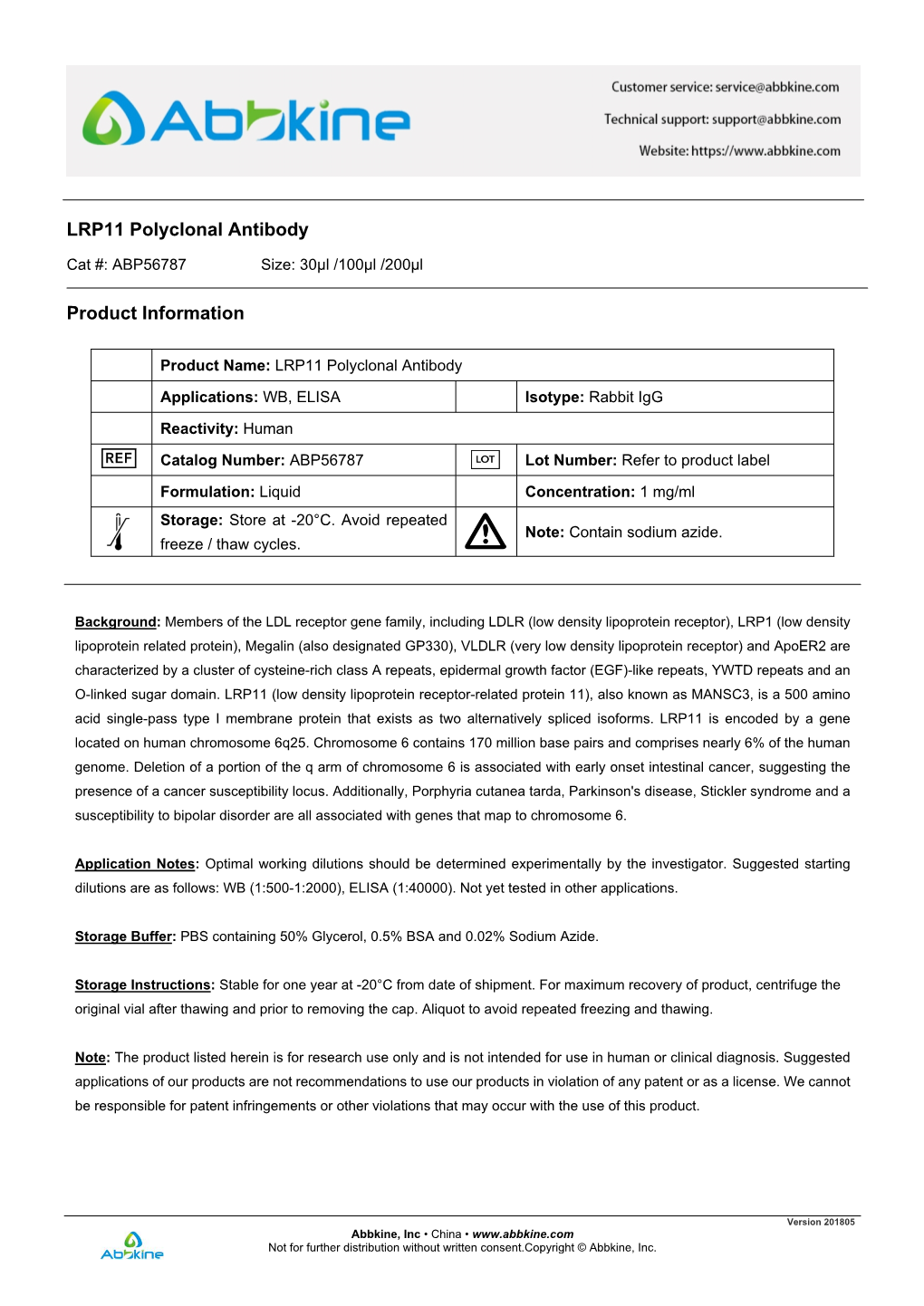 LRP11 Polyclonal Antibody Product Information