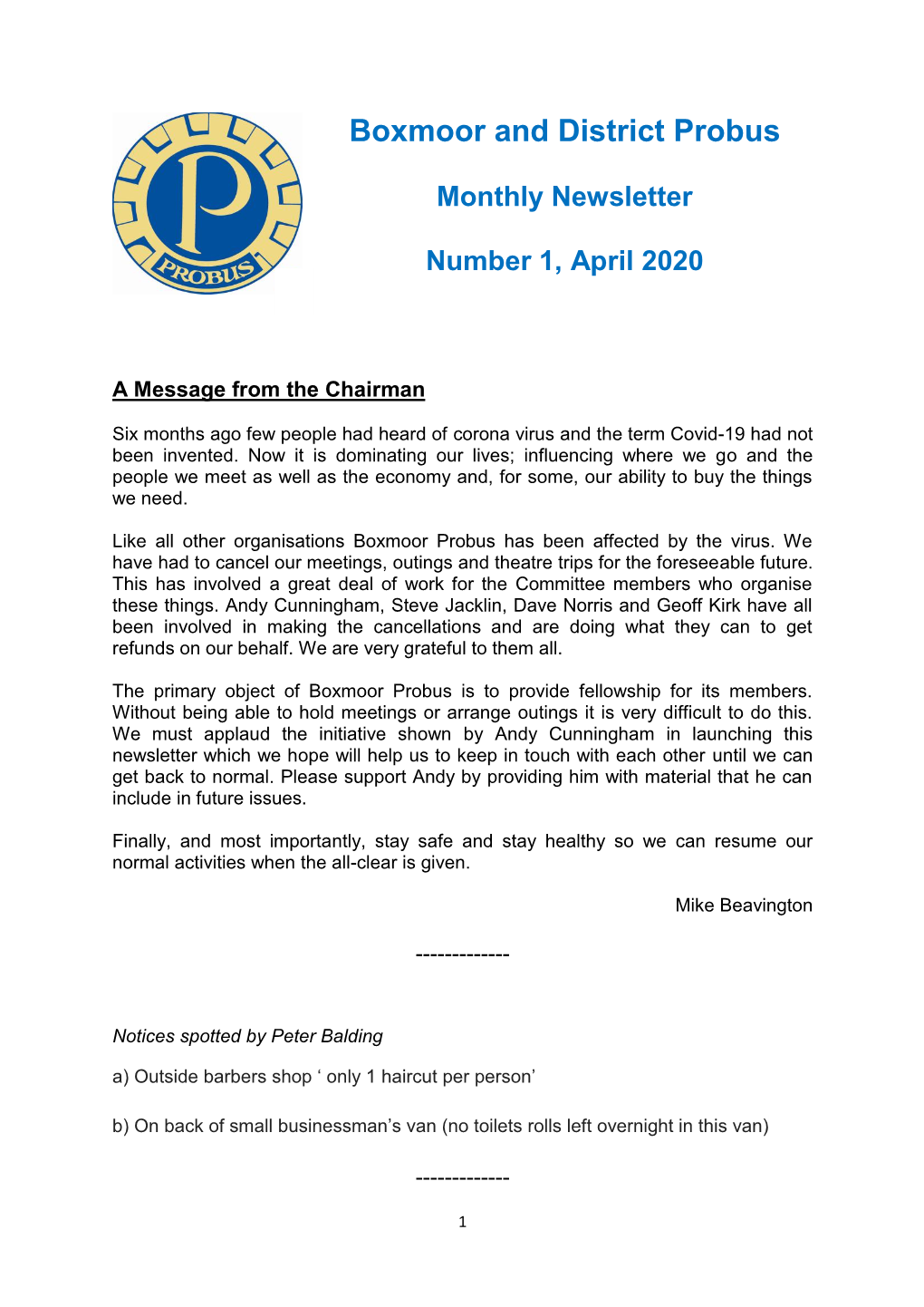 Probus Newsletter