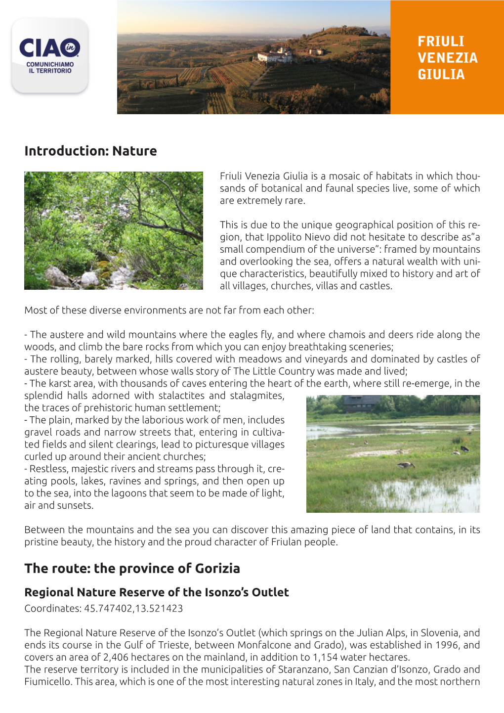 Introduction: Nature the Route: the Province of Gorizia